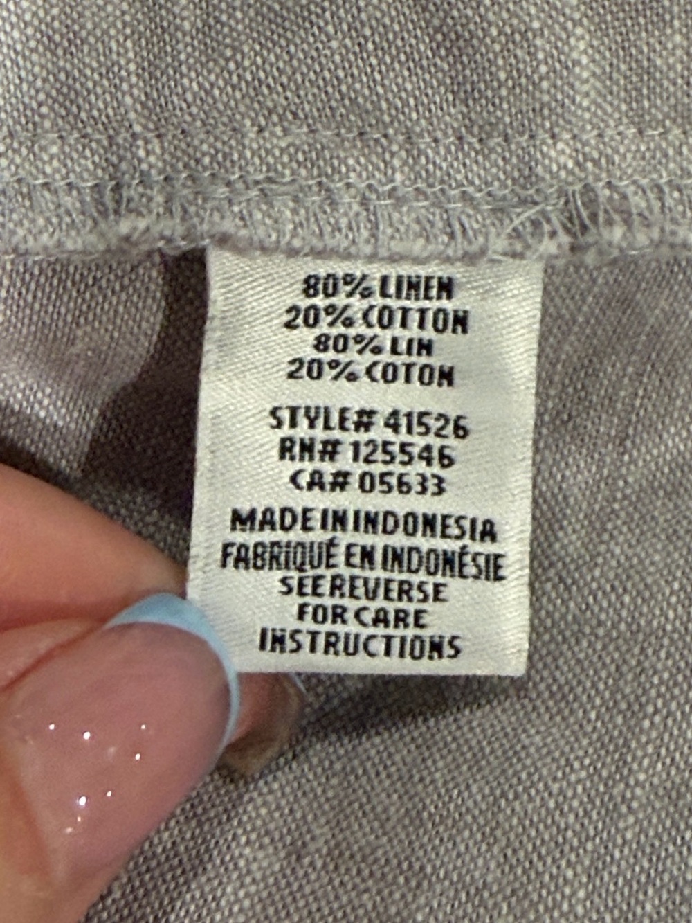 Habitat women’s light gray linen cotton 3/4 cuff sleeve top large - Picture 6 of 7